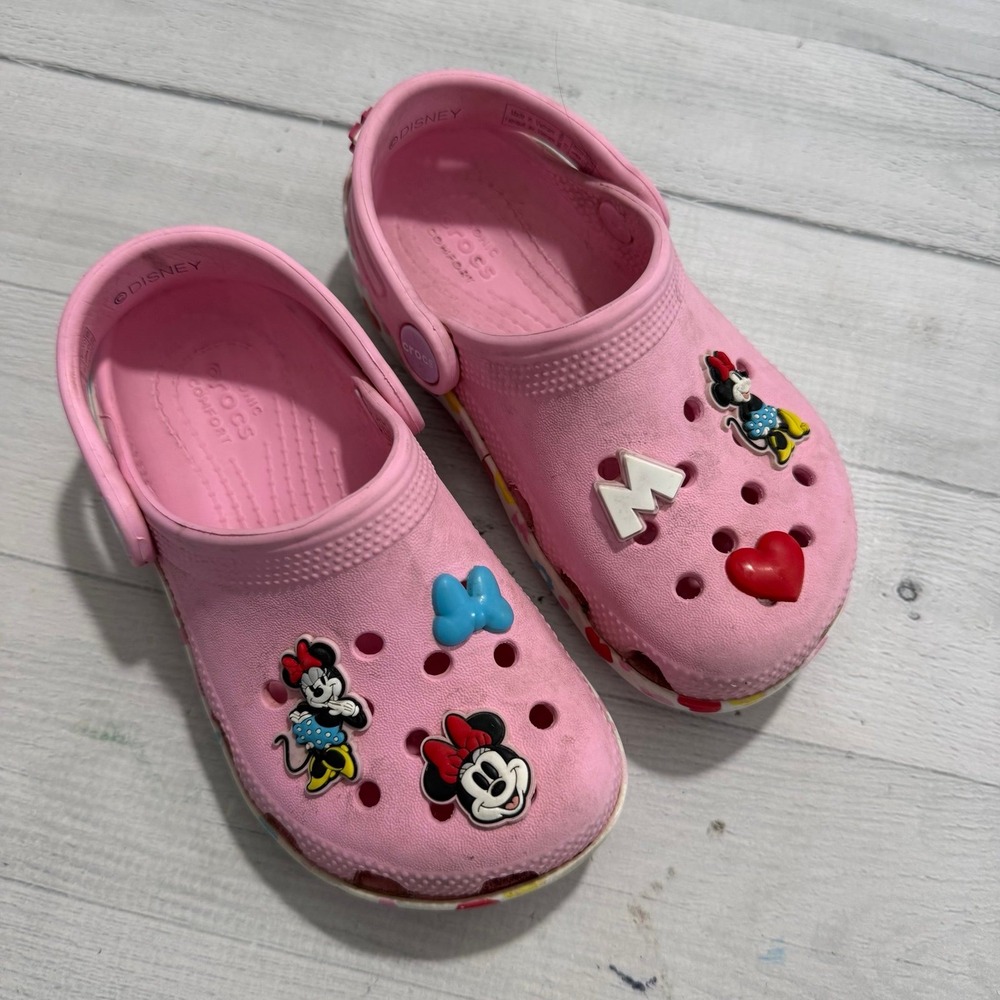 Crocs girls pink Minnie Mouse clogs little kids size 9